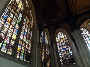 Stained glass windows in the Oude Kerk.
