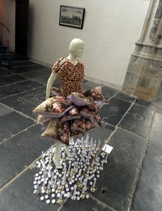 The Oude Kerk currently houses a modern art exhibit. Note the floor tiles -each marks the grave of a prominent parishioner.