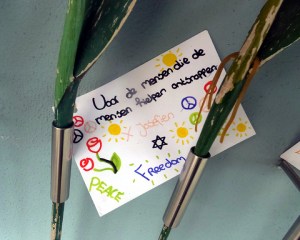 The notes are poignant and touching. Many wish for peace.