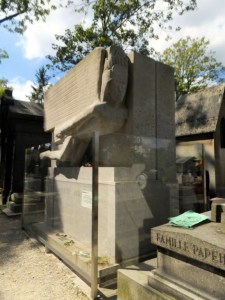 As popular as Morrison's is the massive and whimsical tomb of Oscar Wilde, now protected from defacement by a clear plastic barrier wall.