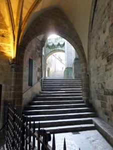 Once on the island, labyrinthine passages and stairways lead through the town and around the abbey.