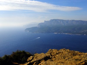 Scenic overlooks conveniently provide places to stop and ogle the scenery. This view is looking over the Mediterranean back toward Cassis.