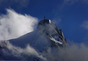 Chamonix lies in the shadow of Mont Blanc, western Europe's largest mountain. The terminus of the Agile du Midi cable car system, more than two miles above sea level.