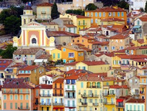 The town itself is a lovely melange of pastel-colored shapes.