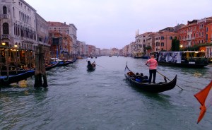 For a few euros, you can ride the length of the Grand Canal and circle the city. This is one view from the back of a vaporetto.