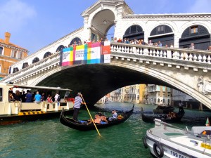 The Rialto is one of the few bridges across the Grand Canal, the wide thoroughfare that snakes its way through the center of the city.
