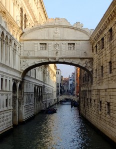 The “Bridge of Sighs” leads from the Doge’s Palace to dark, dank prison cells. 