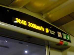 From Rome, we took a train to Naples. Some of Italy's trains are very fast. On this trip we reached 300 kilometers per hour (about 186 mph). That is NASCAR-class speed!