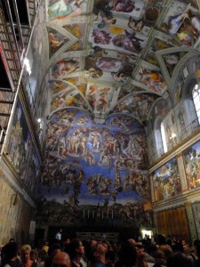 Last stop on the tour is the Sistine Chapel. Our guide warned us that pictures are forbidden. Then she disappeared. We were on our own, in this magnificent room, in a sea of cows -- I mean people -- just like us.