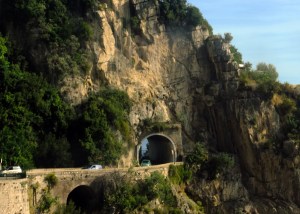 Click this photo for a short video captured aboard the bus during the ride along the narrow, cliffside road above the Amalfi Coast.