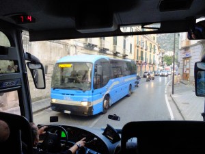 When our week in Campania was over, we took the cheap and convenient morning shuttle bus from the Sorrento rail station directly to the Naples airport.