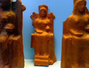Ancient votive offerings depict Hera on her throne. As wife of Zeus and Queen of Heaven, she had a very large cult following.