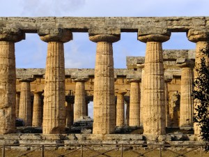 The Temple of Hera has a colonnade right down its center that helped support the roof.