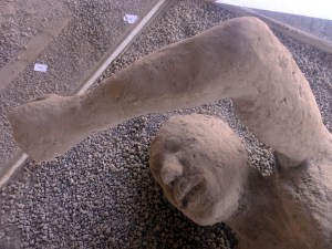 Over the centuries their bodies had decayed to nothing. Archaeologists poured plaster into the voids they left, thus preserving their tortured poses.