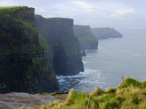 Near where the Burren meets the sea are the majestic Cliffs of Mohrer. The scale of this view is hard to depict in a photograph. The cliffs rise a sheer vertical distance of 390 feet from the churning Atlantic below. 