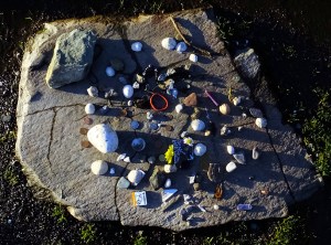 There is a tradition of leaving offerings on the stone altar at the center of the circle.