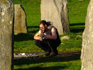 Drombeg is also known as the Druid's Altar. Here my son Joe, who found himself quite moved by the experience, contemplates his offering.