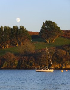 Our front porch provided excellent views of sun- and moon-rises over the harbor.