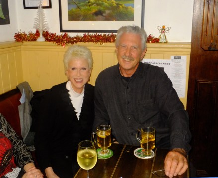Here we are enjoying hot cider on Christmas Eve in Cronin's Sheebeen.
