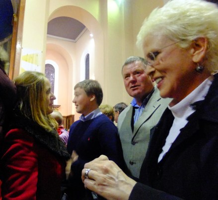 Our generous and friendly Westport hosts invited us to attend Midnight Mass with them on Christmas Eve. Pictured here after mass are (L-R) Mairead, son Simon, Brian, and of course Sarah.