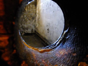 As you might imagine, conditions were brutal and inhumane in this dark, cold place. This is a view into a cell through the guard's peep hole.