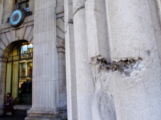 Numerous bullet holes and other battle damage from the Easter Rising remain outside the GPO to this day, as reminders that Ireland's independence was won at great cost.